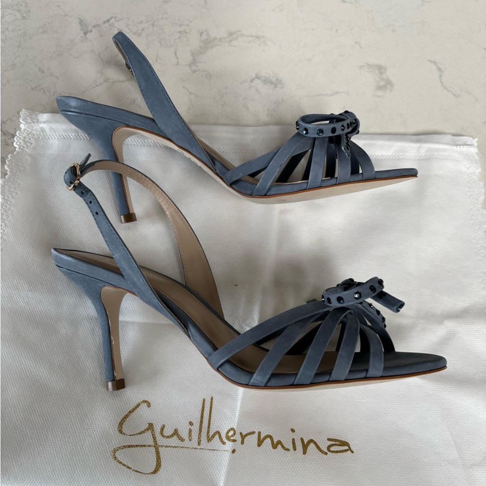 Guilhermina Suede Blue Heeled Sandals